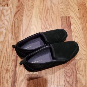 Women's Slip on black leather shoes sz 8